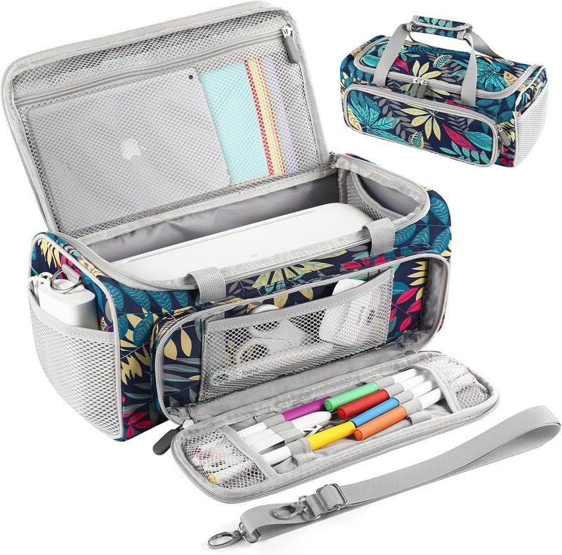 LEFORZ Carrying Case Compatible with Cricut Joy Xtra Smart Cutting Machine(13.7''L x 6.2''W x 5.9''H),Protable Storage Bag with Shoulder Strap Compatible with Cricut Joy Xtra Accessories,Cricut Tools,Print - Image 1
